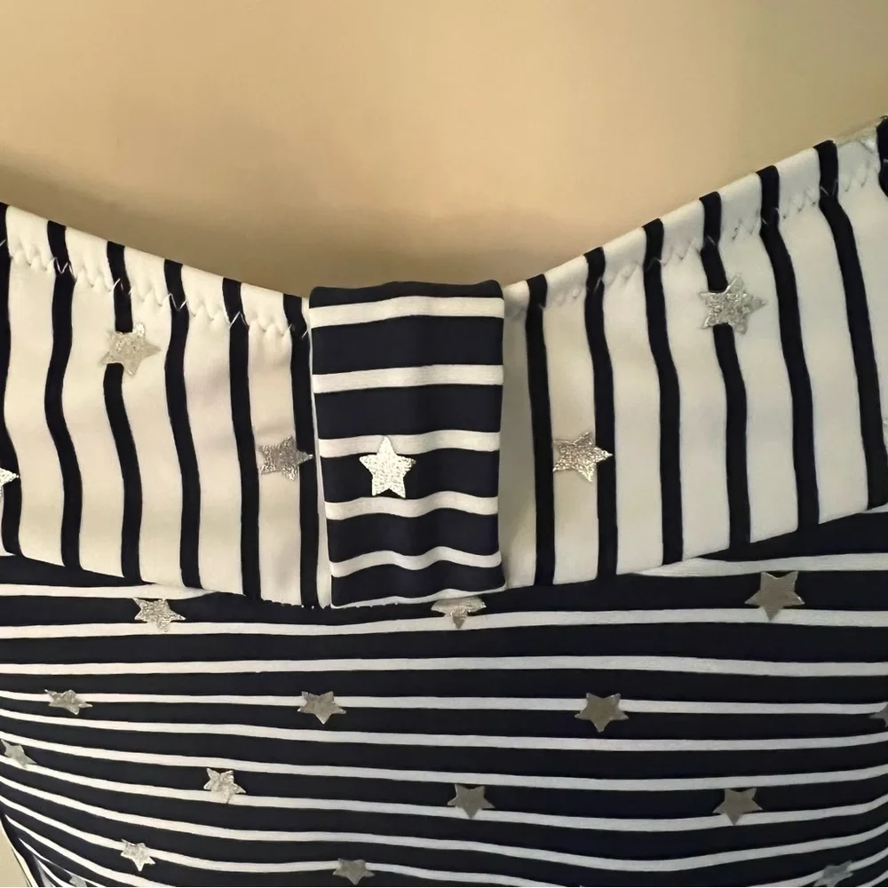 Jessica Simpson blue stars & stripes one piece swimsuit, has been ALTERED, M-L.